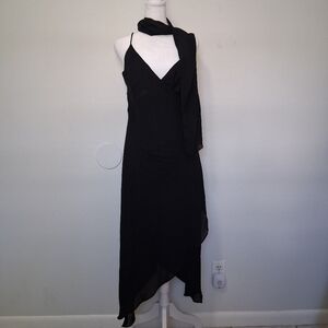 Vintage y2k/90s whimsigoth dark romantic sheer flowy shawl minimalist dress 9/10